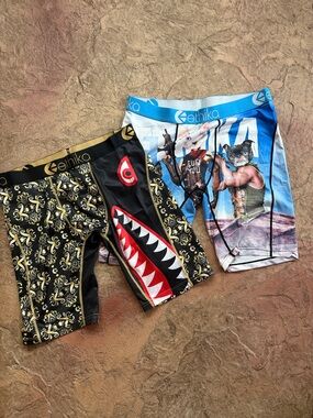 ethika Black/Gold Baroque & Blue/Multicolor Graphic Boxer Briefs (2 Pack)